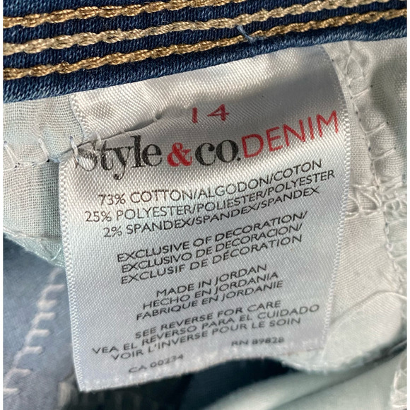 REFRESHED - Style & Co Straight Leg Denim Jeans, Distressed and Patched - Picture 5 of 6